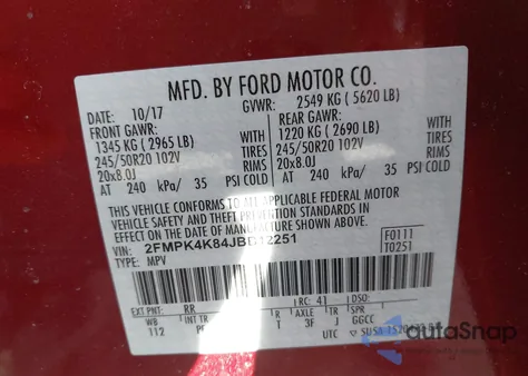 2018 Ford Edge Titanium из США, поврежденный, VIN 2FMPK4K84JBB12251